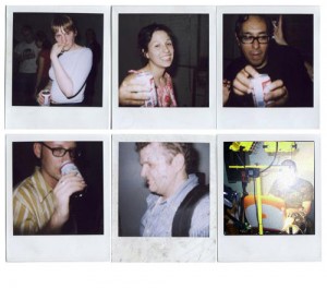 Six artists involved in the NYC net.art scene circa 1999 at Cary Peppermint's Networked Performance Exposure 0001 at his studio in Harlem, Photo: Cnzero